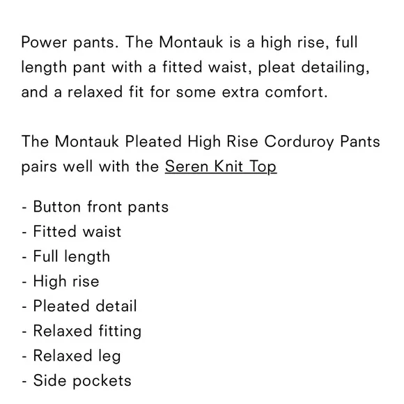 Reformation Sz 29 Montauk Pant Corduroy Pleaded in Mud High Waist - Picture 7 of 7